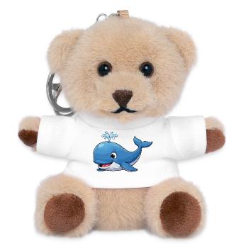 Blue Whale Cartoon - Teddy Keyring - white - Front