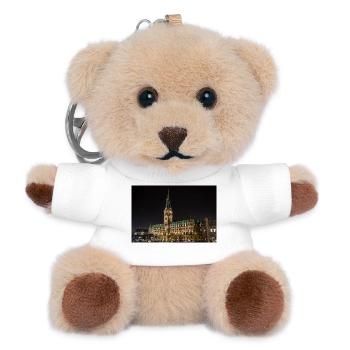 Hamburger Rathaus bei Nacht - Poster - Teddy Schlüsselanhänger - Weiß - Vorne