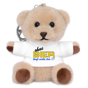 ohne Bier läuft hier nichts - Teddy Schlüsselanhänger - Weiß - Vorne