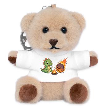 Dino & Meteorite at the Campfire - Teddy Keyring - white - Front