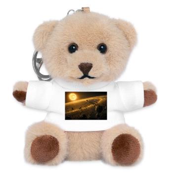 Goldener Stern, der einen riesigen Asteroidengürtel beleuchtet - Teddy Schlüsselanhänger - Weiß - Vorne