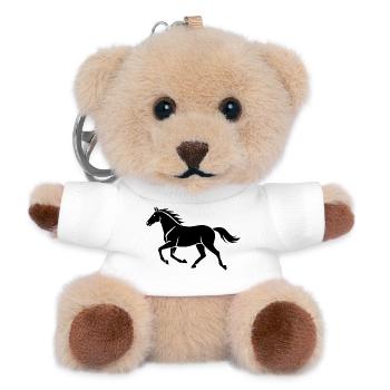 Cavalier cadeau de la silhouette du cheval noir - Porte-clés ourson - blanc - Devant