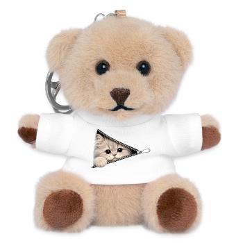 Cute Kitten Zipper Cat - Teddy Keyring - white - Front