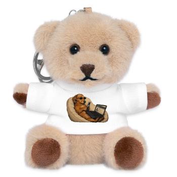 Hunde-Dackel-Laptop-Humor - Teddy Schlüsselanhänger - Weiß - Vorne