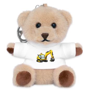 Gelber Bagger - Teddy Schlüsselanhänger - Weiß - Vorne