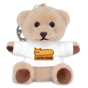 Lustiges wütendes Katzenbrot-Baguette - Teddy Schlüsselanhänger - Weiß - Vorne