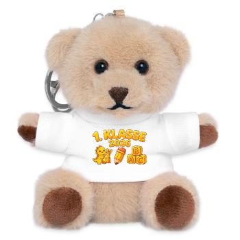 1. KLASSE 2026 Dino Einschulung - Schulanfang  - Teddy Schlüsselanhänger - Weiß - Vorne