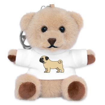 Pug Cartoon Drawing - Teddy Keyring - white - Front