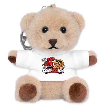 TrEAT HER with compASSion - Teddy Schlüsselanhänger - Weiß - Vorne