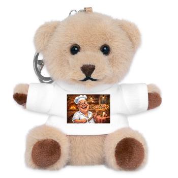 Pizza - Teddy Schlüsselanhänger - Weiß - Vorne