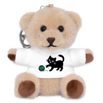 Schwarze Katze Wolle Icon - Teddy Schlüsselanhänger - Weiß - Vorne