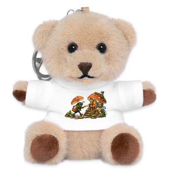 Pilzpost im Regen - Teddy Schlüsselanhänger - Weiß - Vorne
