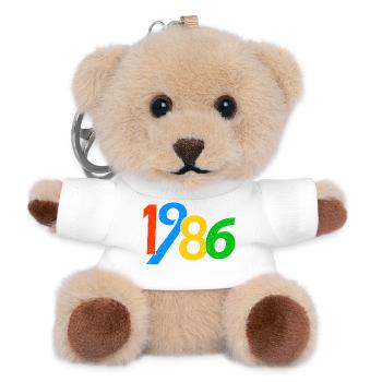 1986 40. Geburtstagsgeschenke für Männer Frauen 40 Jahre - Teddy Schlüsselanhänger - Weiß - Vorne