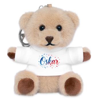 Oskar Farbverlauf Schriftzug - Teddy Schlüsselanhänger - Weiß - Vorne