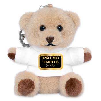 Patentante 2027 Baby Taufe - Teddy Schlüsselanhänger - Weiß - Vorne