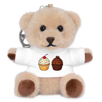 Cupcake Duo: Vanille & Schoko - Teddy Schlüsselanhänger - Weiß - Vorne