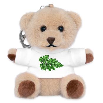 Grüne Blattstruktur Botanischer Druck - Teddy Schlüsselanhänger - Weiß - Vorne