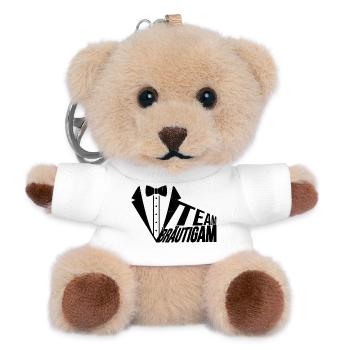 "Team Bräutigam" Design - Teddy Schlüsselanhänger - Weiß - Vorne