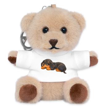Dackel - Süßes Dackelbaby mit großen Augen - Teddy Schlüsselanhänger - Weiß - Vorne