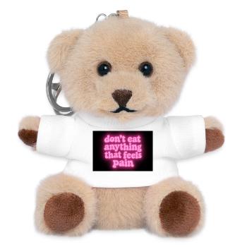 Werde vegan und rette die Tiere - Teddy Schlüsselanhänger - Weiß - Vorne