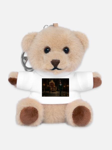 Grüner Anzug auf barockem Thron - Teddy Schlüsselanhänger - Weiß