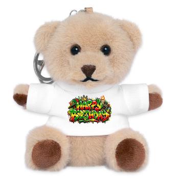 Herzlichen Glückwunsch zum Geburtstag Graffiti Rasta: Nur gute Stimmung! - Teddy Schlüsselanhänger - Weiß - Vorne
