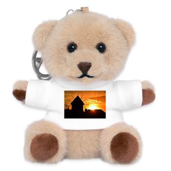 Windmühle bei Sonnenuntergang - Teddy Schlüsselanhänger - Weiß - Vorne