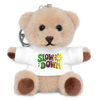 Slow Down Yoga Achtsamkeit und Ruhe - Teddy Schlüsselanhänger - Weiß - Vorne