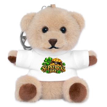 St Patrick's Tag Goldtopf Kleeblatt - Teddy Schlüsselanhänger - Weiß - Vorne