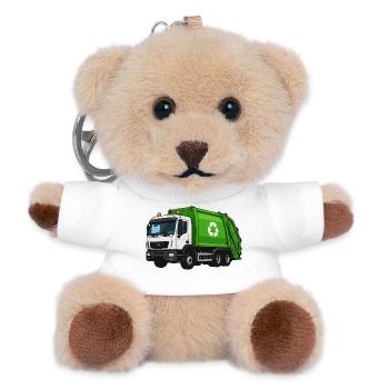 Grüner Müllwagen Recycling - Teddy Schlüsselanhänger - Weiß - Vorne