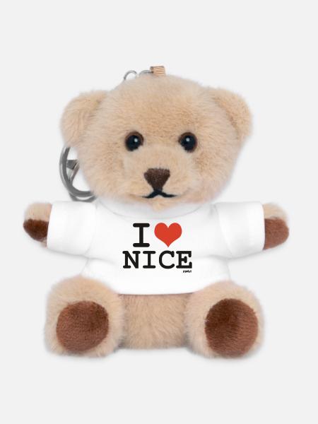 i love Nice - couleurs personnalisables - Porte-clés ourson - blanc