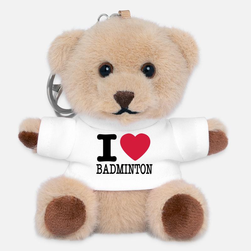 J'aime le badminton - Porte-clés ourson - blanc
