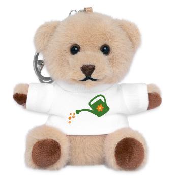 Blumen gießen Gießkanne (dunkel) - Teddy Schlüsselanhänger - Weiß - Vorne