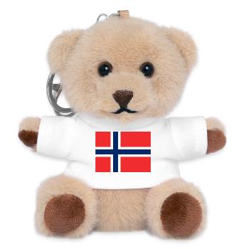 Norwegische Flaggenkreuz Design - Teddy Schlüsselanhänger - Weiß - Vorne