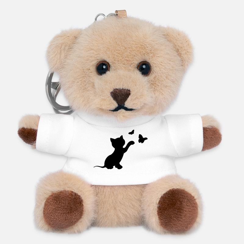chat - Porte-clés ourson - blanc