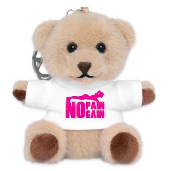 No Pain No Gain Strength Training Silhouette - Teddy Keyring - white - Front