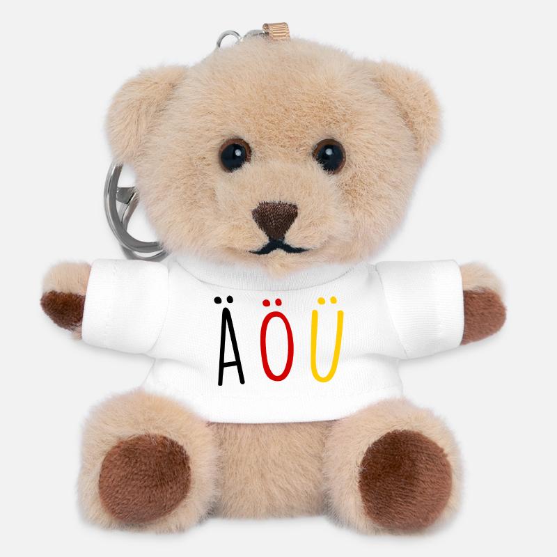 Deutsche Sprache German Language Umlaut Flagge - Teddy Schlüsselanhänger - Weiß
