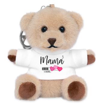 Mama hoch 3 Drillingsmama Drillinge Loading Herz - Teddy Schlüsselanhänger - Weiß - Vorne