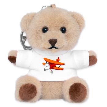 Avion biplan rouge - Porte-clés ourson - blanc - Devant
