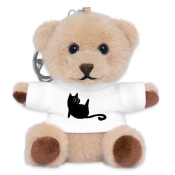 Katze schwarze Holzkohle süße Toilette - Teddy Schlüsselanhänger - Weiß - Vorne
