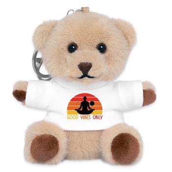 Meditative Sunset with Yoga Silhouette - Teddy Keyring - white - Front