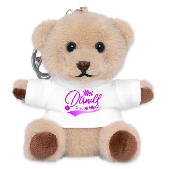Mei Dirndl is in da Wäsch Trachtenshirt Madl - Teddy Schlüsselanhänger - Weiß - Vorne