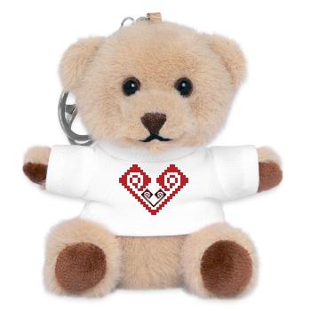 2 Hearts - Teddy Keyring - white - Front