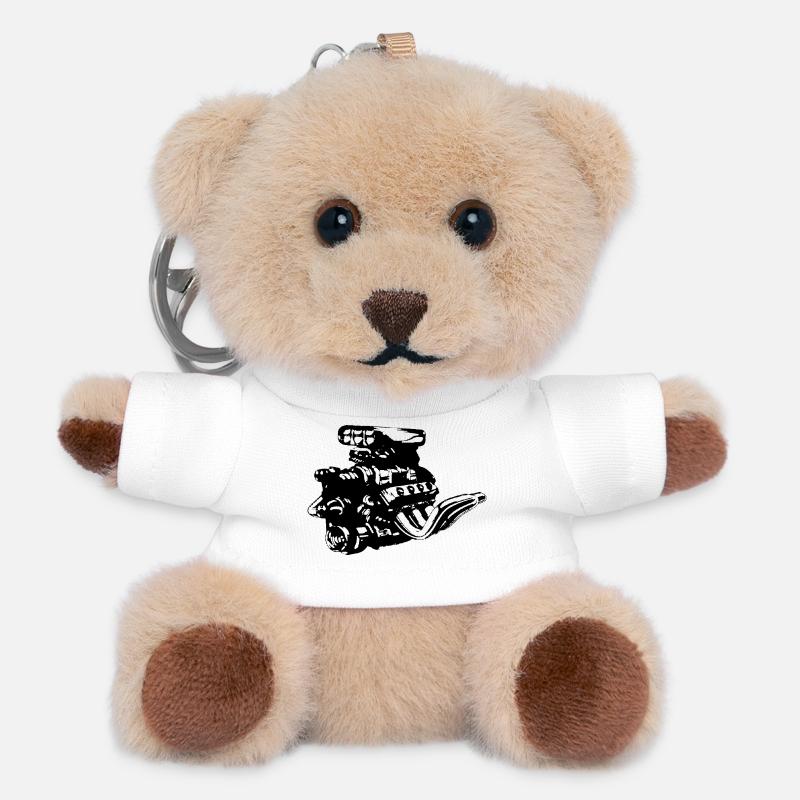 V8 engine - Teddy Keyring - white