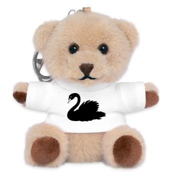 Schwarze Schwanen-Schattenfigur - Teddy Schlüsselanhänger - Weiß - Vorne