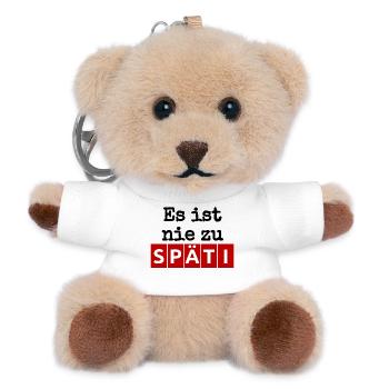 Es ist nie zu - SPÄTI Wortwitz - immer geöffnet b - Teddy Schlüsselanhänger - Weiß - Vorne