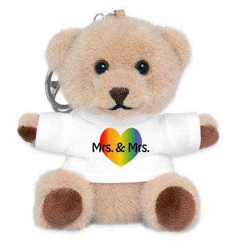 Regenbogen Mrs and Mrs 2 rainbow Herz - Teddy Schlüsselanhänger - Weiß - Vorne