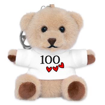 100. 100 YEARS. 100th ANNIVERSARY. 100 BIRTHDAY - Teddy Keyring - white - Front