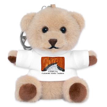 Japan, Kyoto, Fushimi Inari Taisha Torii Drawing - Teddy Keyring - white - Front