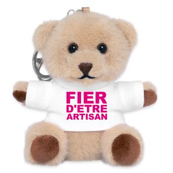 Fier d'Être Artisan - Porte-clés ourson - blanc - Devant